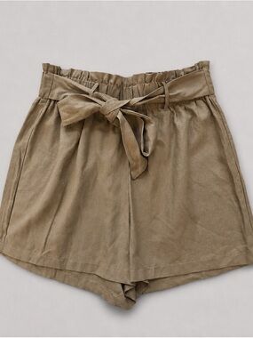 High-Waist linen Tie Shorts in mustard chic boho vibe